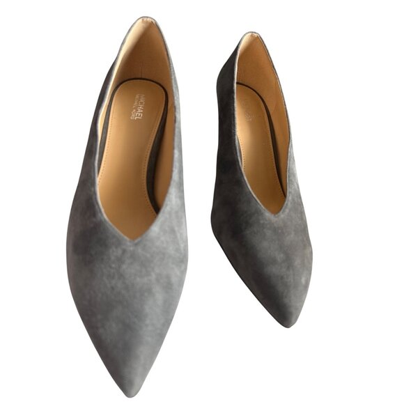 Michael Michael Kors Lizzy Gray Suede Pointed-Toe Mid Heel Pumps Size 9.5 - Picture 3 of 10